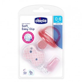 Chicco Pack Chup. Physio Soft Rosa 0-6M + Clip