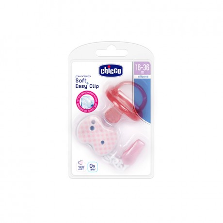 Chicco Pack Chup. Physio Soft Rosa 16-36M + Clip