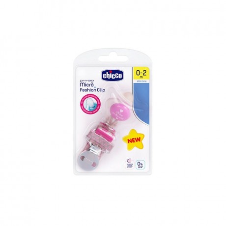 Chicco Pack Chup. Physio Micro Rosa 0-2M + Clip
